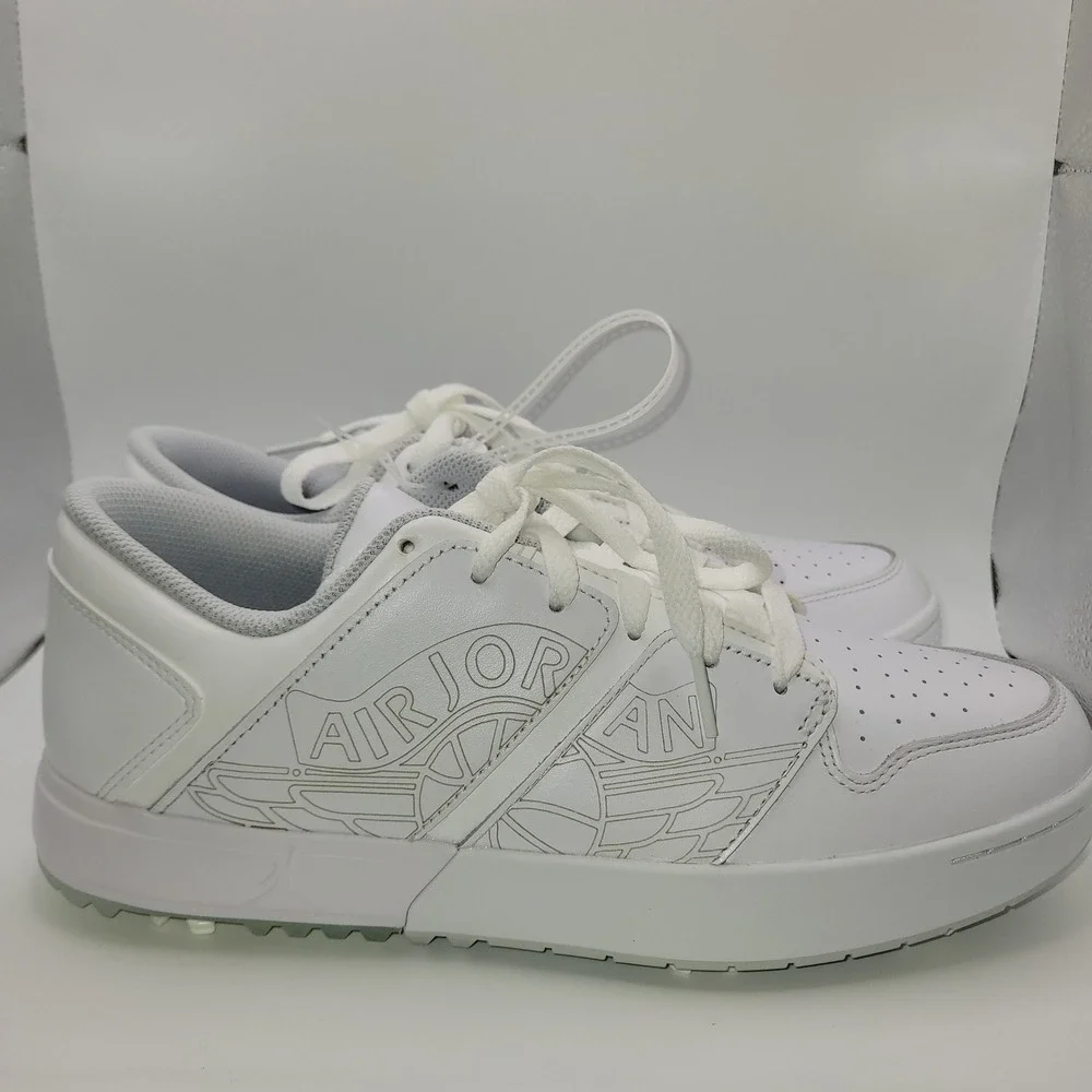Nike Jordan ADG 5 Golf Shoes Triple White Leather Spikes FZ4153-100 Mens 9.5